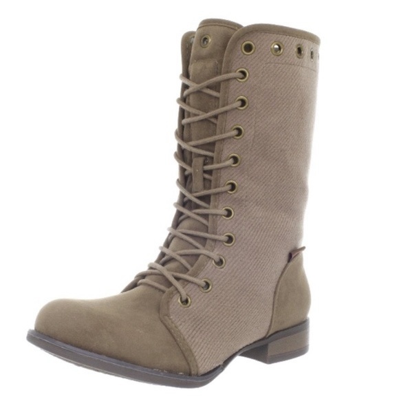 Sable Contrast Lace Up Combat Boots - Picture 1 of 4